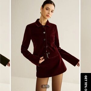 Commense Burgundy Velvet Blazer